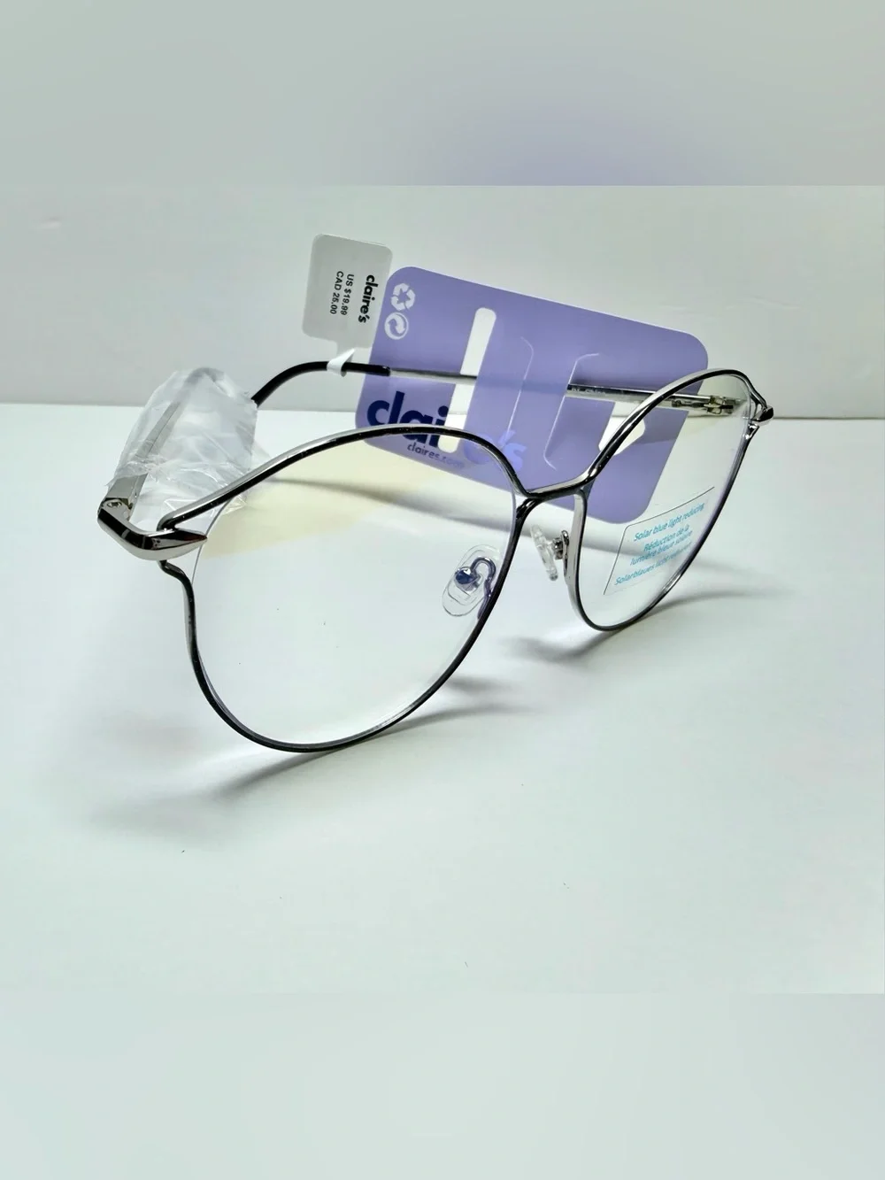 Claire's Round Clear Lens Glasses with Silver Frame